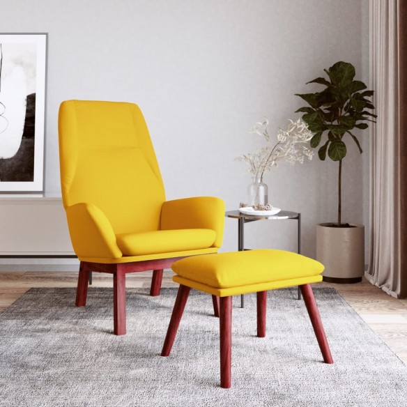 Chaise de relaxation avec repose-pied Jaune moutarde Tissu