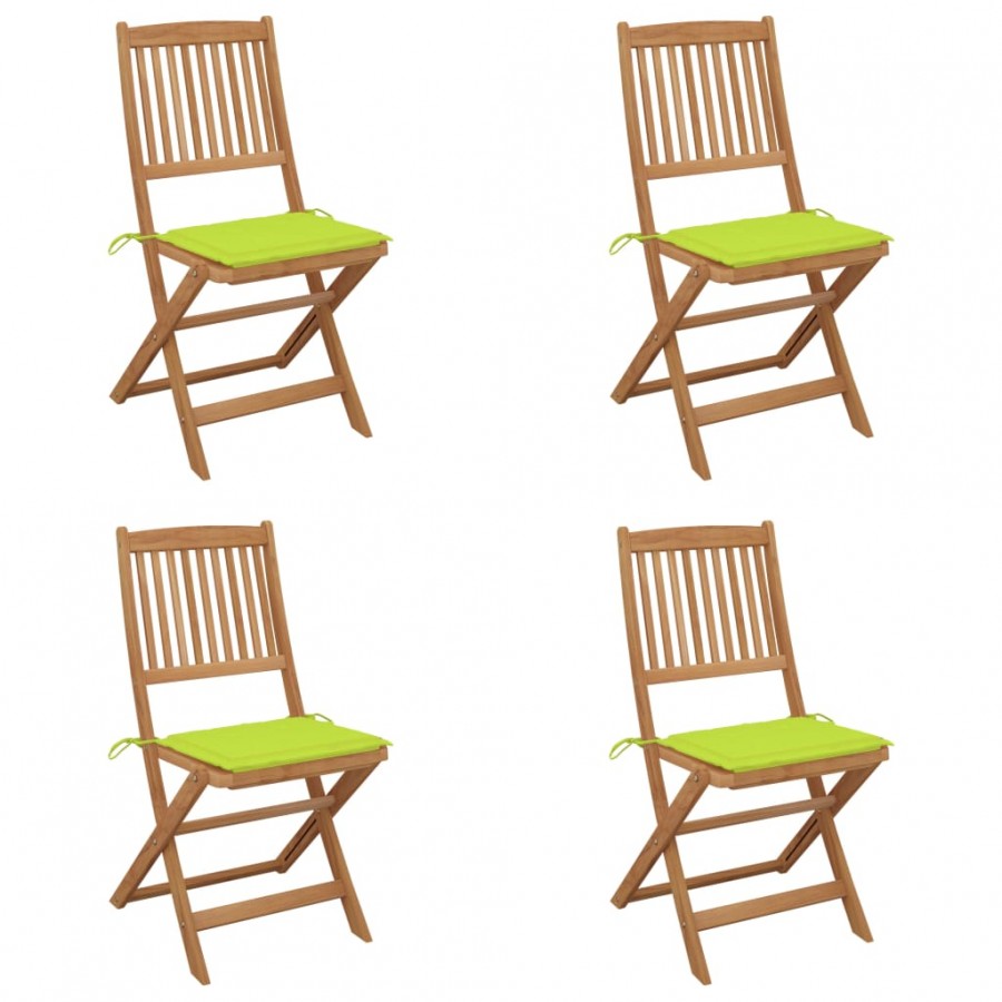 Chaises pliables de jardin lot de 4 avec coussins Bois d'acacia