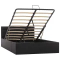 Cadre de lit à rangement hydraulique sans matelas avec LED noir
