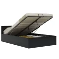 Cadre de lit à rangement hydraulique sans matelas avec LED noir