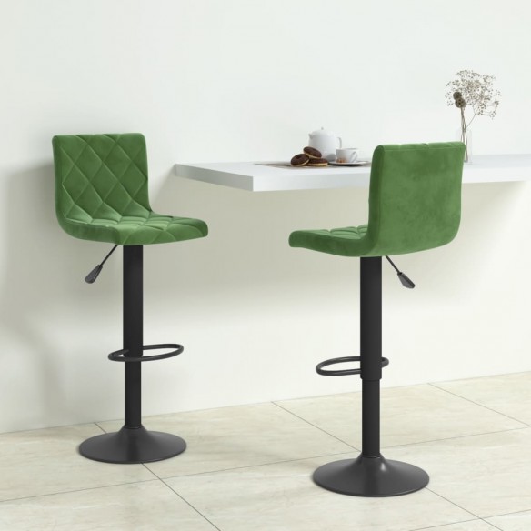 Tabourets de bar lot de 2 vert foncé velours