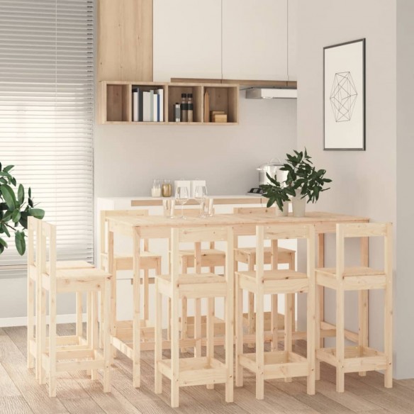 Ensemble de bar 9 pcs Bois de pin massif