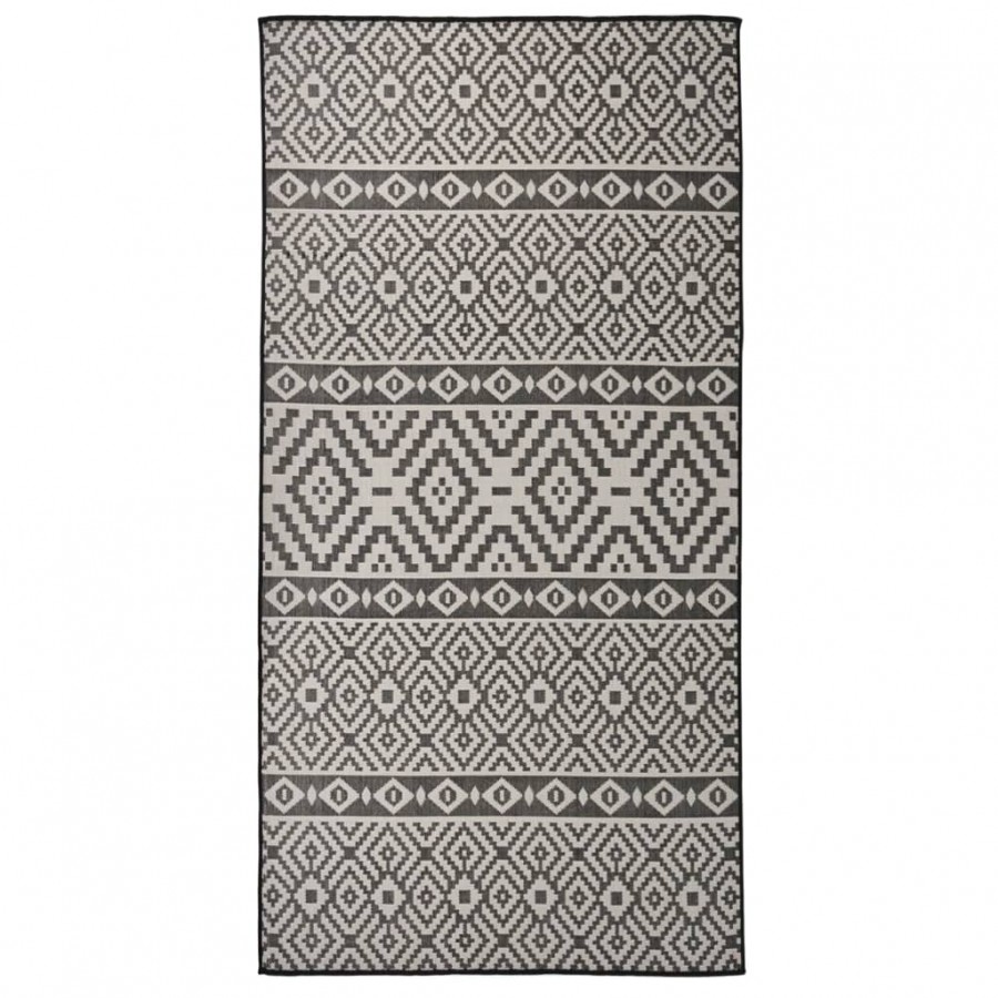 Tapis à tissage plat d'extérieur 100x200 cm Rayures noires