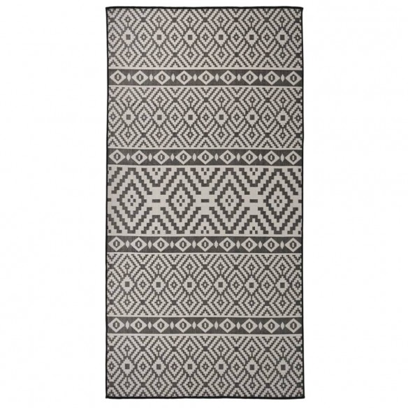 Tapis à tissage plat d'extérieur 100x200 cm Rayures noires