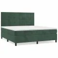 cadre de lit et matelas Vert foncé 160x200cm Velours