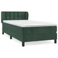 cadre de lit et matelas Vert foncé 80x200 cm Velours