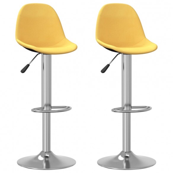 Tabourets de bar lot de 2 jaune moutarde tissu