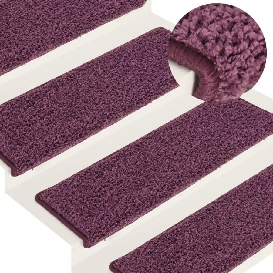 Tapis d'escalier 15 pcs 65x21x4 cm Violet foncé