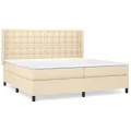 cadre de lit avec matelas Crème 200x200 cm Tissu