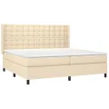 cadre de lit avec matelas Crème 200x200 cm Tissu