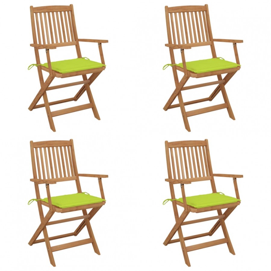 Chaises pliables de jardin lot de 4 avec coussins Bois d'acacia