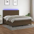 cadre de lit matelas et LED Marron foncé 160x200 cm