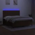 cadre de lit matelas et LED Marron foncé 160x200 cm