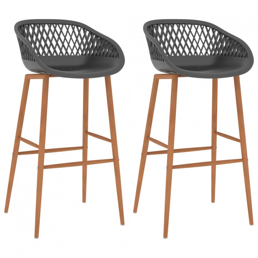 Chaises de bar lot de 2 gris