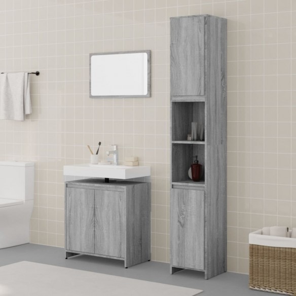 Ensemble de meubles de salle de bain 3 pcs Sonoma gris