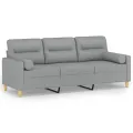 Canapé 3 places avec oreillers gris clair 180 cm tissu