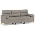 Canapé 3 places avec oreillers décoratifs taupe 180 cm tissu
