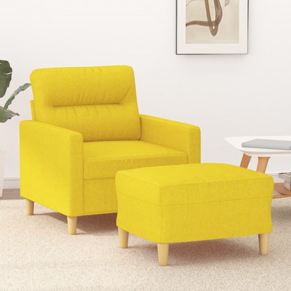 Fauteuil avec repose-pied Jaune clair 60 cm Tissu