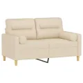 Canapé 2 places avec oreillers décoratifs crème 120 cm tissu