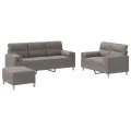 Ensemble de canapés 3 pcs avec coussins taupe tissu
