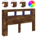 Tête de lit à LED chêne fumé 160x18,5x103,5cm bois d'ingénierie