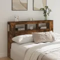 Tête de lit à LED chêne fumé 160x18,5x103,5cm bois d'ingénierie