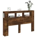 Tête de lit à LED chêne fumé 160x18,5x103,5cm bois d'ingénierie