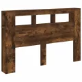 Tête de lit à LED chêne fumé 160x18,5x103,5cm bois d'ingénierie