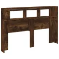 Tête de lit à LED chêne fumé 160x18,5x103,5cm bois d'ingénierie