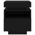 Armoires de chevet avec lumières LED 2 pcs noir 40x39x48,5 cm