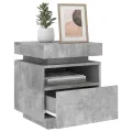 Armoires de chevet avec lumières LED 2 pcs gris béton