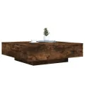 Table basse chêne fumé 100x100x31 cm bois d'ingénierie