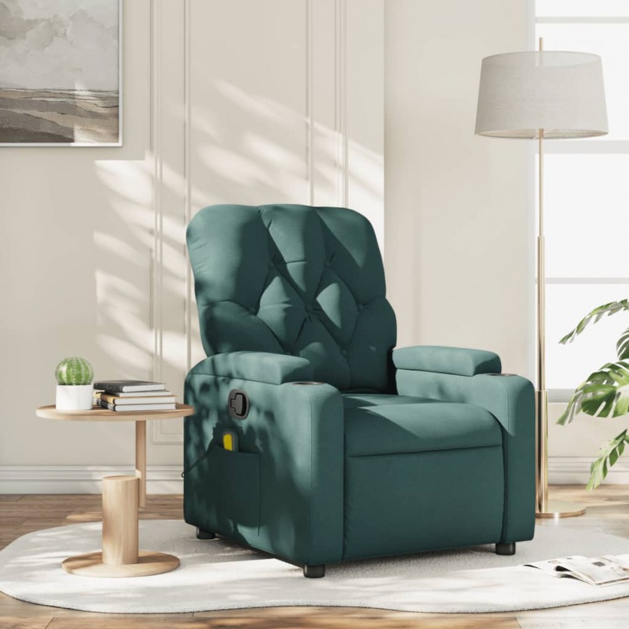 Fauteuil de massage inclinable Vert foncé Tissu