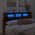 Tête de lit à LED chêne fumé 180x18,5x103,5cm bois d'ingénierie