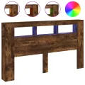 Tête de lit à LED chêne fumé 180x18,5x103,5cm bois d'ingénierie