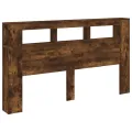 Tête de lit à LED chêne fumé 180x18,5x103,5cm bois d'ingénierie
