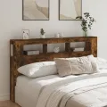 Tête de lit à LED chêne fumé 180x18,5x103,5cm bois d'ingénierie