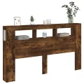 Tête de lit à LED chêne fumé 180x18,5x103,5cm bois d'ingénierie