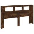 Tête de lit à LED chêne fumé 180x18,5x103,5cm bois d'ingénierie