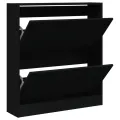 Armoire à chaussures noir 80x21x87,5 cm bois d'ingénierie