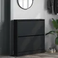 Armoire à chaussures noir 80x21x87,5 cm bois d'ingénierie