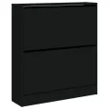 Armoire à chaussures noir 80x21x87,5 cm bois d'ingénierie