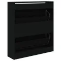 Armoire à chaussures noir 80x21x87,5 cm bois d'ingénierie