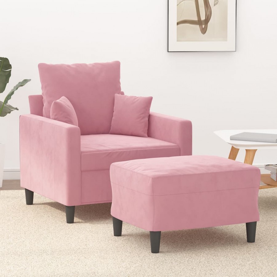 Fauteuil avec repose-pied Rose 60 cm Velours