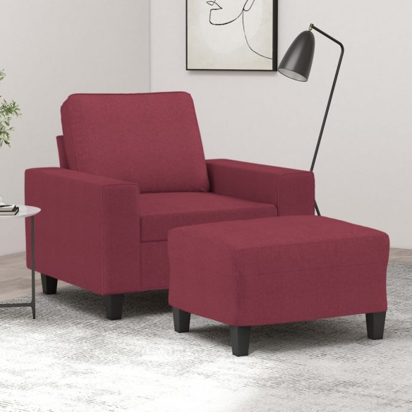 Fauteuil avec repose-pied Rouge bordeaux 60 cm Tissu