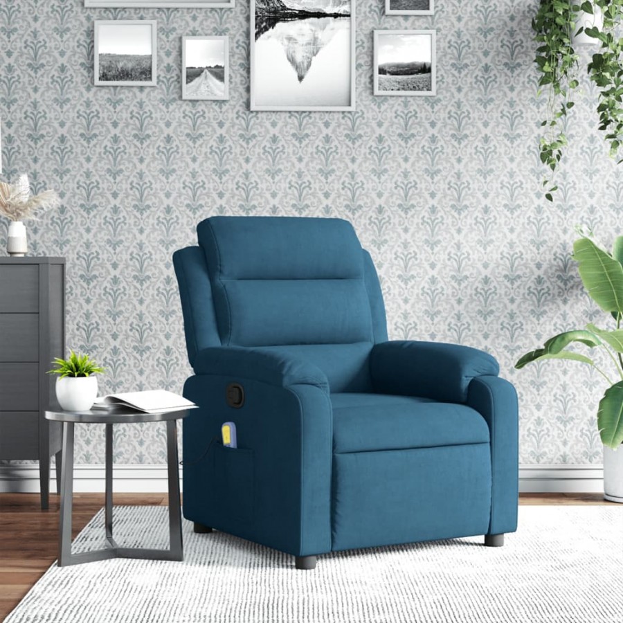 Fauteuil inclinable de massage bleu velours