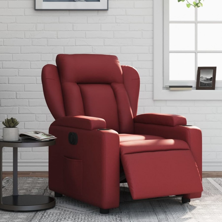 Fauteuil inclinable électrique Rouge bordeaux Similicuir