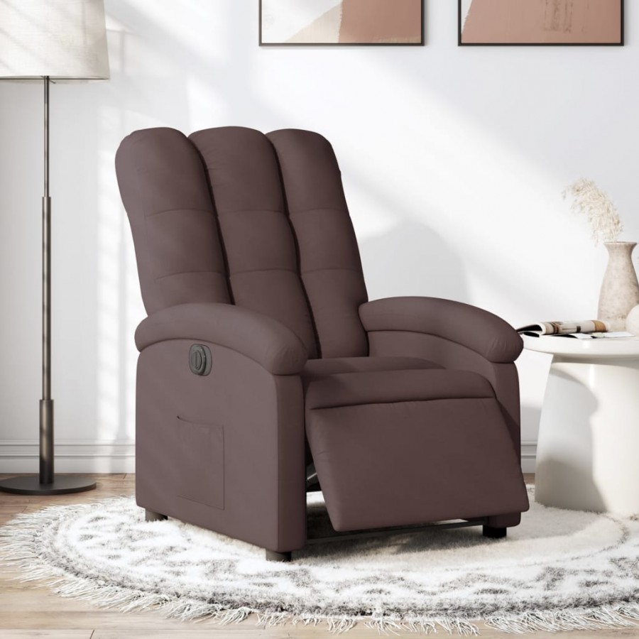 Fauteuil inclinable électrique Marron foncé Tissu