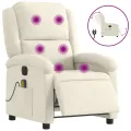 Fauteuil inclinable de massage électrique crème velours