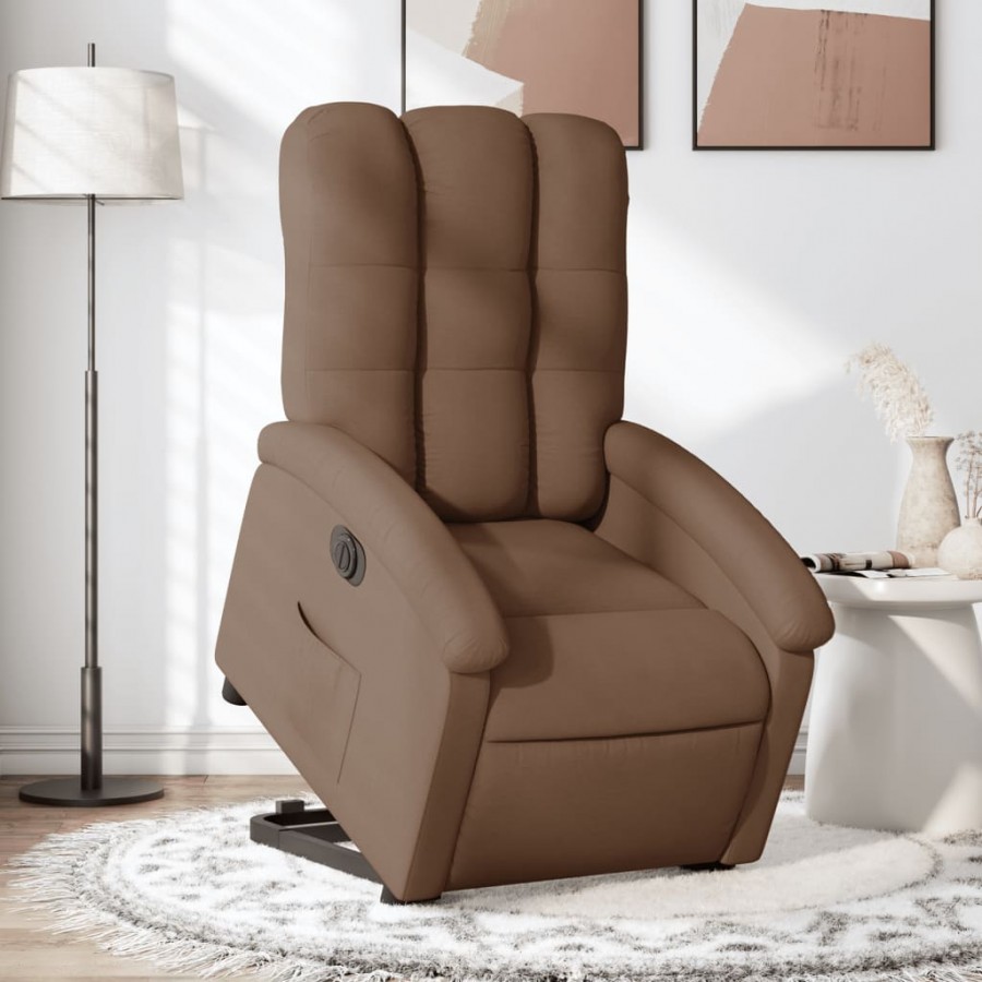 Fauteuil inclinable électrique marron tissu